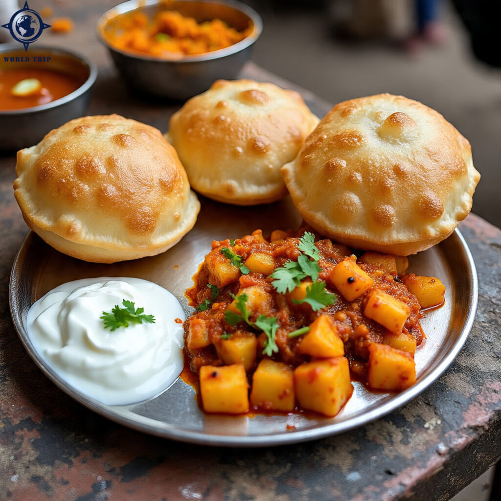 a traditional indian breakfast scene with hot