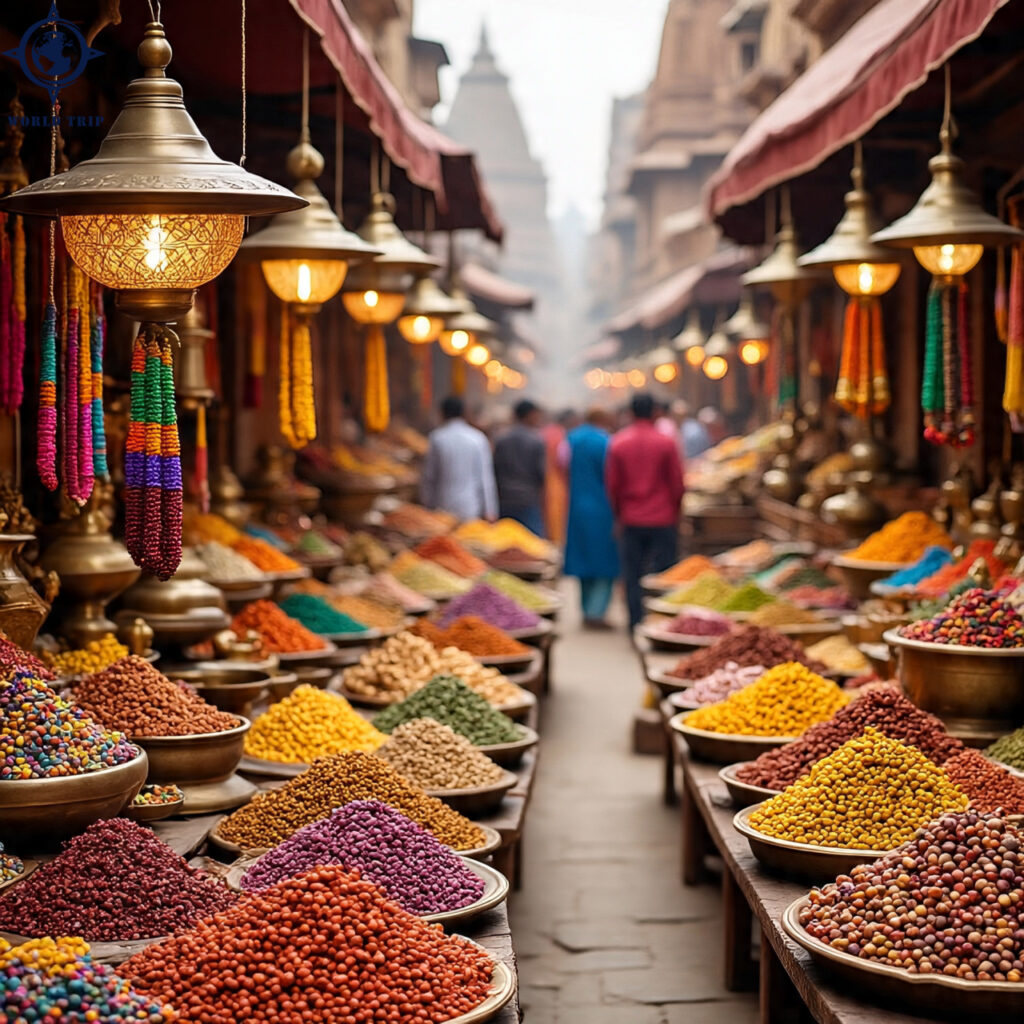 a vibrant varanasi street market scene with (2)